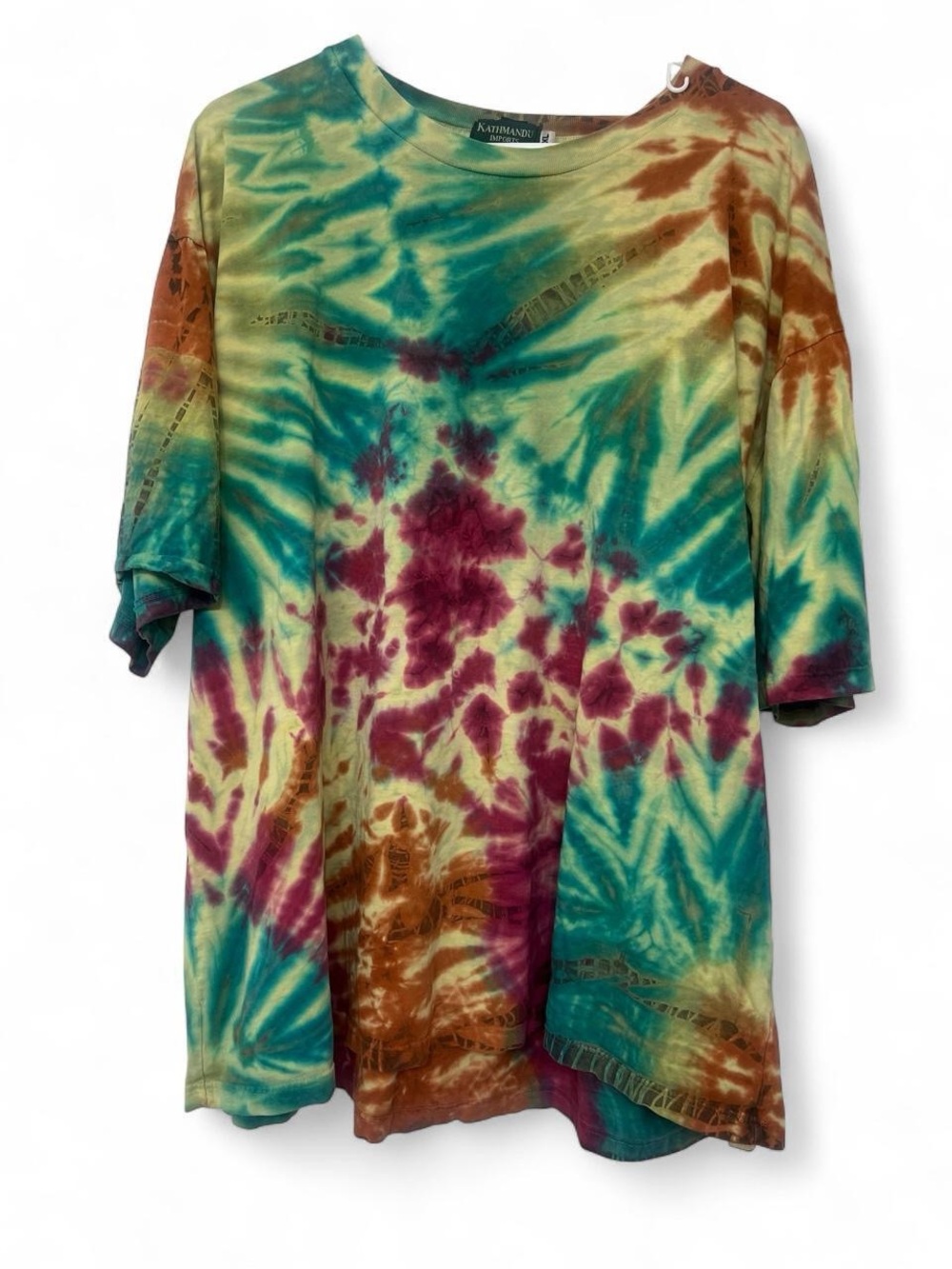 Kathmandu imports multicolor tiedye Tshirt tee short sleeve hippie 70s indie
